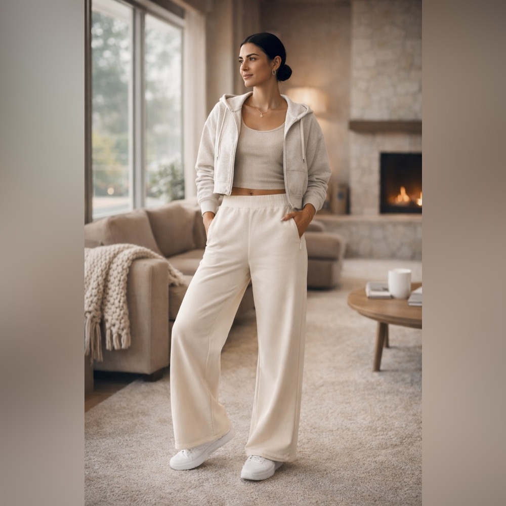 Nike 24.7 High Rise Wide Leg Pants Small Tall NWT Cream Retail $125